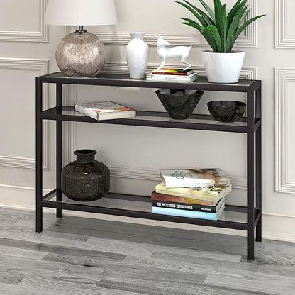 Henn&Hart 42" Wide Rectangular Console Table in Blackened Bronze, Entryway Table, Accent Table for Living Room, Hallway