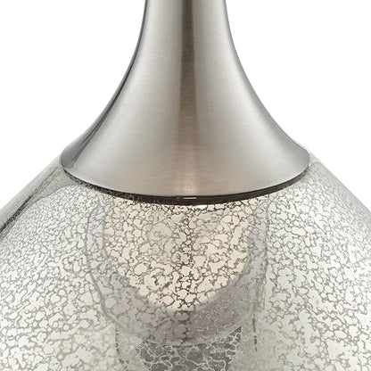 Possini Euro Design Swift Modern Table Lamp 30 1/2" Tall Mercury Glass Chrome Metal Neck Twin Double Drum Shade Decor for Bedroom Living Room House Bedside Nightstand Home Office Entryway Family