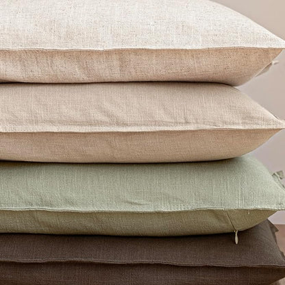 Foindtower Pack of 2, Decorative Linen Solid Throw Pillow Covers Soft Accent Cushion Case Boho Farmhouse Pillowcase for Chair Couch Sofa Bedroom Living Room Home Decor 26 x 26 Inch Light Sage Green