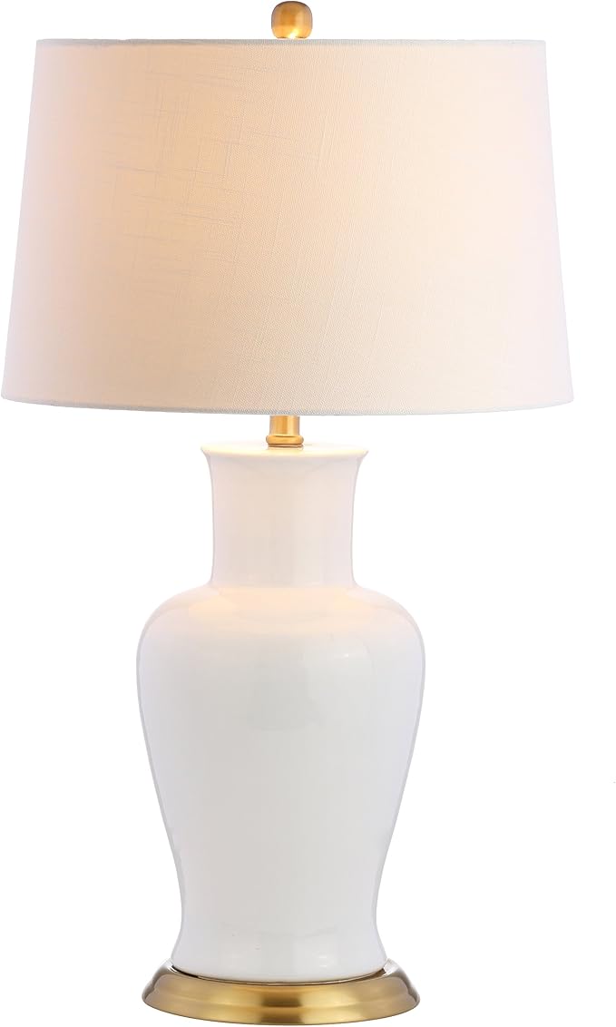 JONATHAN Y JYL4026A Julian 29" Ceramic LED Table Lamp Traditional Transitional Bedside Desk Nightstand Lamp for Bedroom Living Room Office College Bookcase LED Bulb Included, White/Gold