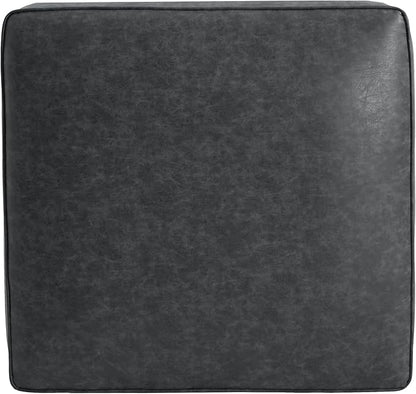 Christopher Knight Home Ellis Faux Leather Ottoman Footstool, Square Pouf Poufee Footrest Ottoman Large Seat, Modern Side Table for Living Room Bedroom Home Decor Gifts, Black