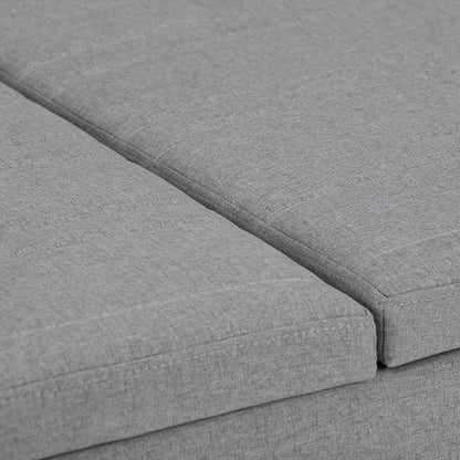 SIMPLIHOME Ellis 36 inch Wide Contemporary Square Coffee Table Storage Ottoman in Dove Grey Linen Look Fabric, Assembled, For the Living Room and Bedroom