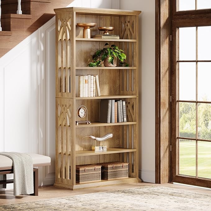 Tribesigns 6-Tier Bookshelf, 75-Inch Tall Bookcase, Large Bookshelves and Bookcases Freestanding Display Shelves, Wood Book Shelf for Living Room, Home Office, Bedroom, Light Brown