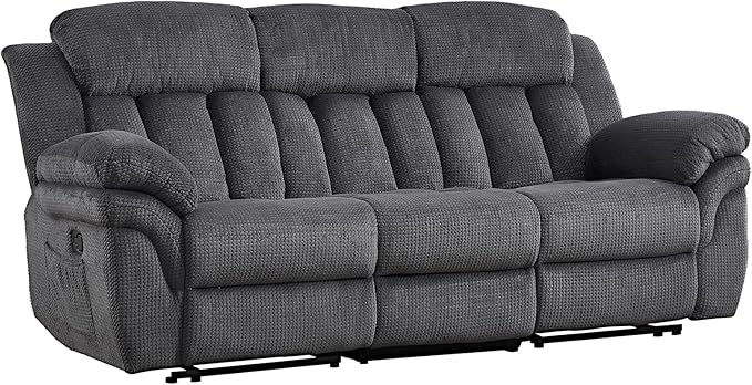 CANMOV Recliner Sofa Set, Manual Reclining Sofa with Overstuffed Armrest for Living Room,Bedroom Furniture,Office,3 Seat Grey