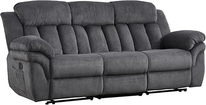 CANMOV Recliner Sofa Set, Manual Reclining Sofa with Overstuffed Armrest for Living Room,Bedroom Furniture,Office,3 Seat Grey
