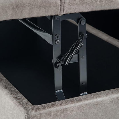 SIMPLIHOME Harrison 36 inch Wide Transitional Square Coffee Table Storage Ottoman in Distressed Grey Taupe Vegan Faux Leather, Assembled, For the Living Room and Bedroom