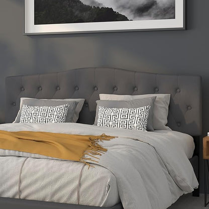 BizChair Tufted Upholstered King Size Headboard in Dark Gray Fabric