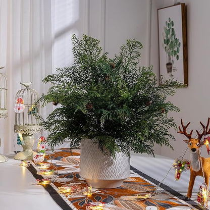 10PCS Artificial Pine Tree Branches, Green Pine Stem Real Touch Fake Greenery Green Plants Pine Needles DIY Accessories for Wreath Christmas and Home Garden Decor