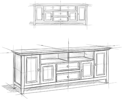 SIMPLIHOME Amherst 72-inch Wide Solid Wood TV Stand in Hickory Brown, Transitional-Style Media Console for Living Room with Cable Management and Adjustable Shelves, Fits 80" TVs