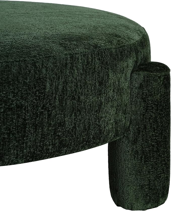 Christopher Knight Home Chobi Round Fully Ottoman Foot Stool, Velvet Pouf Footstool Ottoman Seat, Upholstered Foot Chair, Round Footrest, Modern Side Table for Living Room Bedroom Home Decor, Green