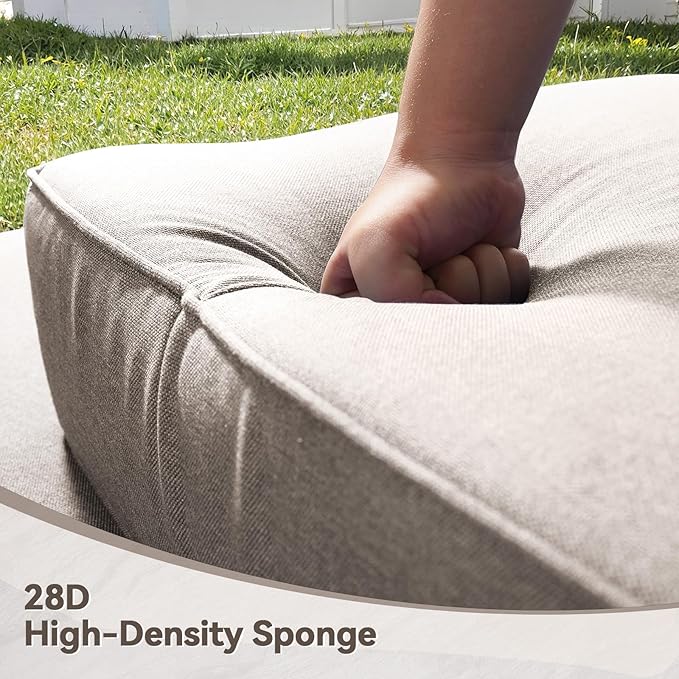 Luxury 6" Outdoor Cushions for Patio Furniture, 24x24x6" Thick Seat Cushion Set of 5, Fade Resistant Couch Chair Replacement Cushions High Density Deep Wicker Chair Cushion w/ Removable Cover, Beige