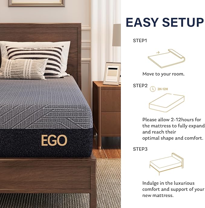 MLILY EGOHOME 10 Inch Full Mattress, Copper Gel Cooling Memory Foam Mattress for Back Pain Relief,Therapeutic Double Mattress Bed in a Box, Made in USA, CertiPUR-US Certified, 54x75x10 Black