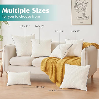 Oubonun 12x20 Pillow Inserts Set of 2 - Square Decorative Throw Pillows for Couch Bed Sofa Living Room Down Alternative Polyester Filling 12 x 20 Inch Insert(Beige)