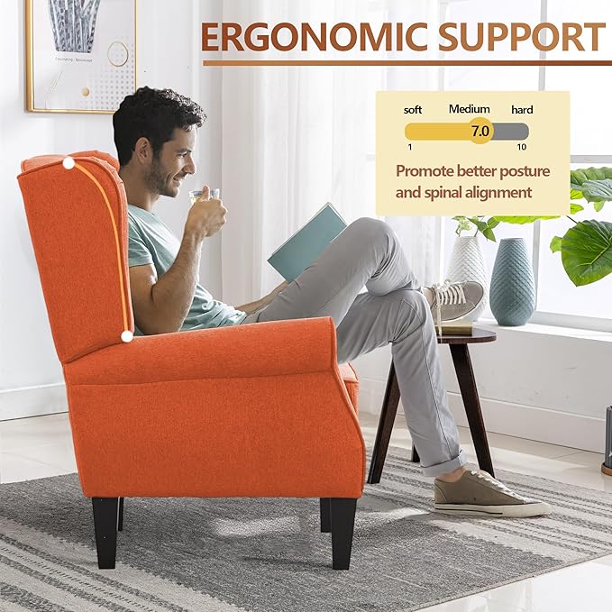 Accent Chair Set of 4, Modern Living Room Chairs with Wingback, Comfy Upholstered High Back Single Sofa for Bedroom, Mid-Century Reading Armchair Sillas para Sala