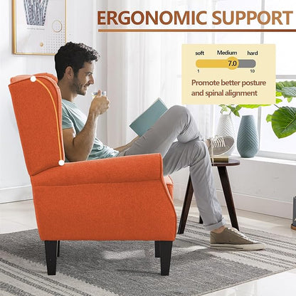 Accent Chair Set of 4, Modern Living Room Chairs with Wingback, Comfy Upholstered High Back Single Sofa for Bedroom, Mid-Century Reading Armchair Sillas para Sala