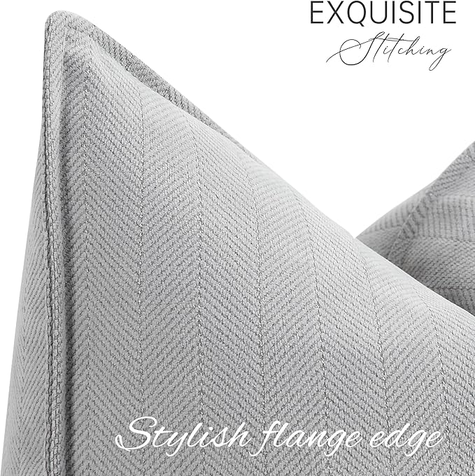 ZWJD Light Gray Pillow Covers 24x24 Set of 2 Chenille Throw Pillow Covers with Elegant Design Soft and Luxurious Decorative Throw Pillows for Couch, Bed, and Home Decor