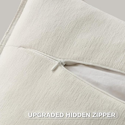 FUTEI Cream White Chenille Throw Pillow Covers 26x26 Inch Set of 2,Edges Double-Stitched Euro Pillow Shams,Modern Home Decor for Couch Living Room