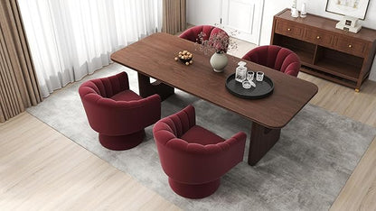Swivel Accent Chair Set of 2, Upholstered Velvet 360° Swivel Barrel Chair for Living Room Overstuffed Bouncle Reading Chair Round Armchair for Bedroom,Vanity,Office (Red)