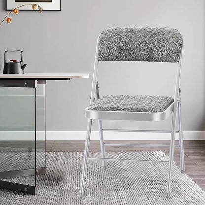 2 Pack Folding Chairs with Fabric Padded Cushion and Back, Commercial Grade Metal Chairs with Comfortable Fabric Cushion for Home and Office, for Indoor and Outdoor Events (2, Gray-Fabric)