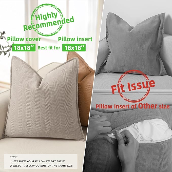 ZWJD Gray Pillow Covers 18x18 Set of 2 Chenille Pillow Covers with Elegant Design Soft and Luxurious Decorative Throw Pillows for Couch, Bed, and Home Decor