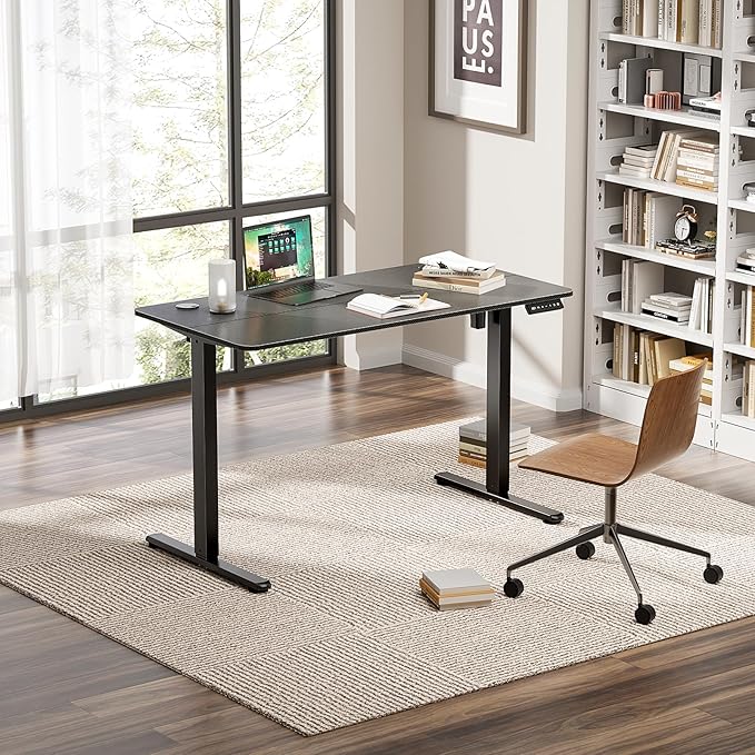 Electric Standing Desk 48 x 24 Inches, Height Adjustable Sit Stand Home Office Computer Desk with Memory Presets,Carbon Fiber Black
