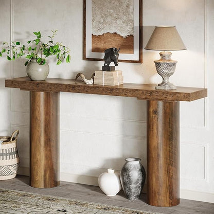 Tribesigns 63" Farmhouse Entryway Console Table, Narrow Long Sofa Table Behind Couch for Living Room, Hallway, Entrance, Foyer