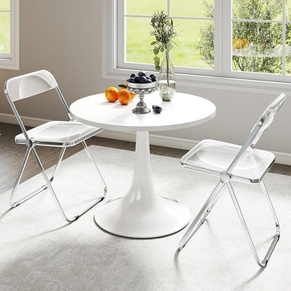 Real Relax Acrylic Folding Chairs,Foldable & Stackable Clear Chairs with Metal Chrome Frame, Indoor and Outdoor, for Home, Office, Party & Events,Set of 2,350LB,Transparent