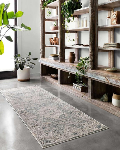 Loloi Teagan Collection TEA-04 Sky/Natural 5'-3" x 7'-6" Area Rug, Large, Soft Neutral Rug, High-Traffic for Living Room, Bedroom, Home Office, Dining Area