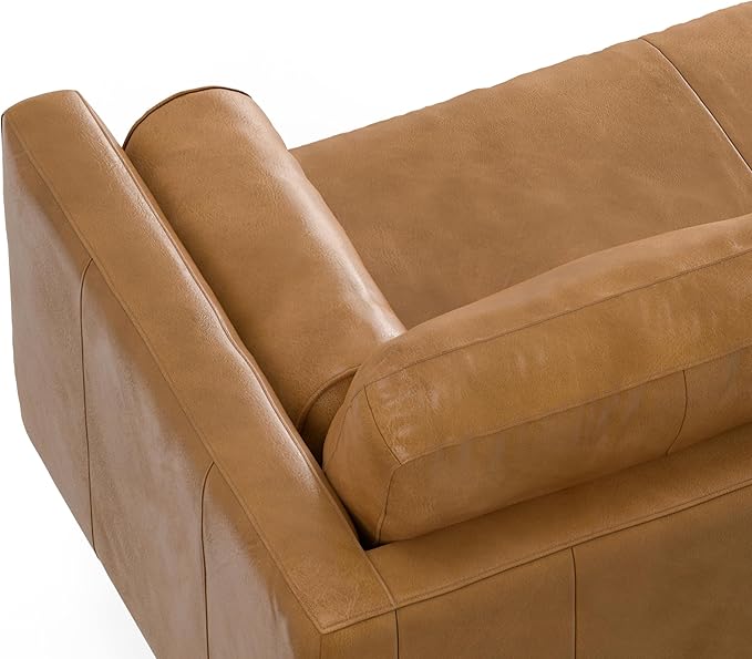 SIMPLIHOME Morrison Left Sectional Sofa in Full-Grain Genuine Leather, Sienna, 102-inches Wide, L-Shaped Leather Couch with Left Chaise for The Living Room and Family Room