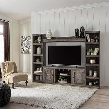 Signature Design by Ashley Wynnlow Rustic Large TV Stand up to 60" with 3 Adjustable Shelves and Fireplace Option, Gray