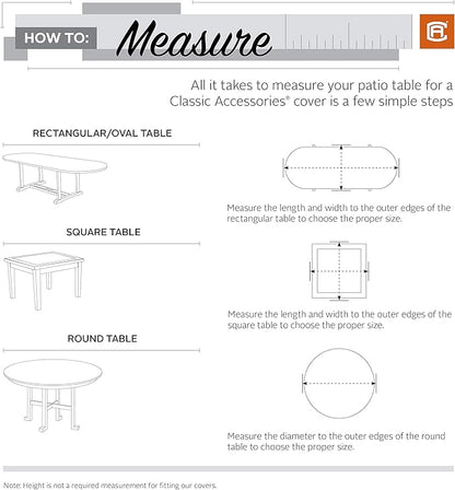 Classic Accessories Ravenna Water-Resistant 84 Inch Rectangular/Oval Patio Table Cover, Outdoor Table Cover