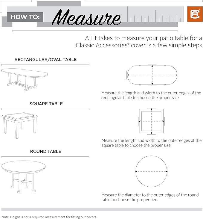 Classic Accessories Ravenna Water-Resistant 72 Inch Rectangular/Oval Patio Table Cover, Outdoor Table Cover