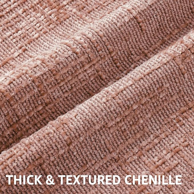 decorUhome Pink Chenille Throw Pillow Covers 24x24 Set of 2 Thick Textured Slubby Couch Pillow Covers Farmhouse Accent Modern Neutral Decorative Pillow Cases for Bed Sofa Living Room