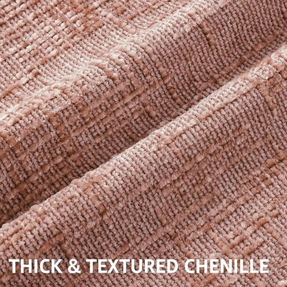decorUhome Pink Chenille Throw Pillow Covers 18x18 Set of 2 Thick Textured Slubby Couch Pillow Covers Farmhouse Accent Modern Neutral Decorative Pillow Cases for Bed Sofa Living Room