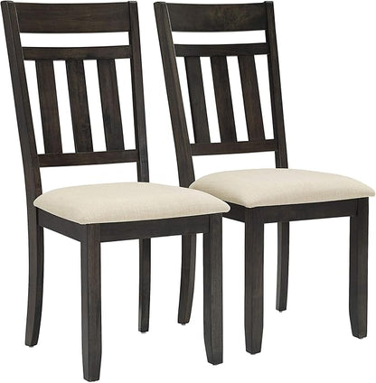 Crosley Furniture Hayden Modern Farmhouse Slat Back Wood Dining Chairs Set of 2, Slate/Crème