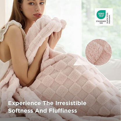 Bedsure GentleSoft Twin Blanket for Bed Light Pink - Super Soft Cozy Blankets for Women Men Girls, Cute Fuzzy Fleece Throws for Bedroom Couch, 60x80 Inches