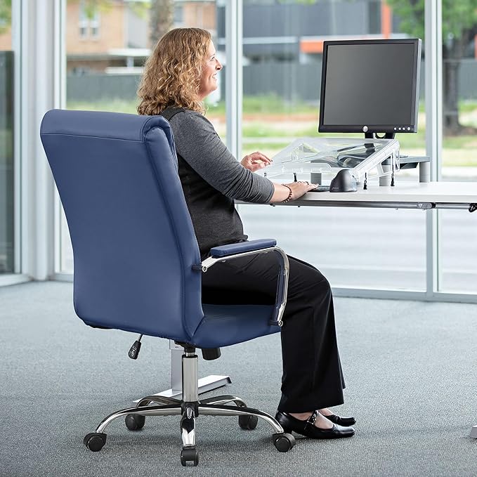 Office Desk Chair,Modern Conference Room Chairs,High Back Ergonomic Home ofiice Chair,Adjustable Height Swivel Executive Computer Chair with Padded Seat and Armrest (Blue)