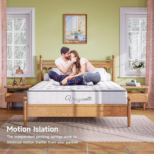 Vesgantti Queen Size Mattress, 10 Inch Innerspring Multilayer Hybrid Mattress, Ergonomic Design with Breathable Foam and Pocket Spring, Tight Top Series Medium Firm Feel