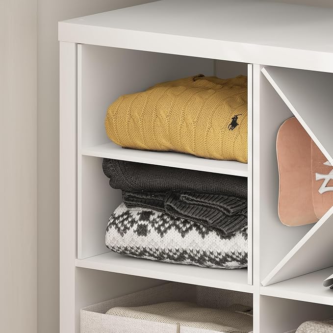 Furinno Cubicle Cube Insert, H-Shelf Cube Organizer, Fits into Extra Thick Cubes, for Organizers and Storage, White (Does not fit IKEA Kallax Shelving)