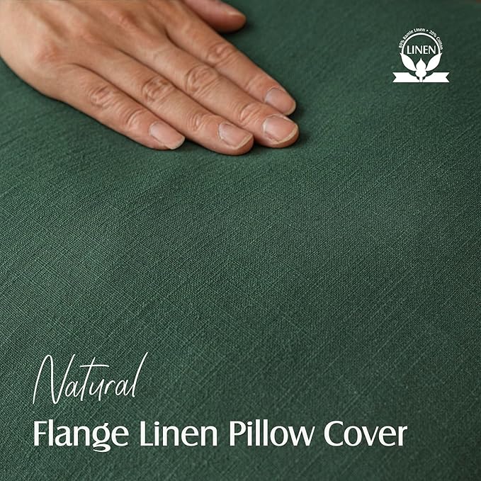 Foindtower Set of 2, Decorative Linen Soild Throw Pillow Covers Soft Accent Euro Cushion Case Farmhouse Neutral Pillowcase for Chair Couch Sofa Bedroom Living Room Home Decor 24 x 24 Inch Pine Green