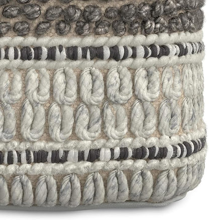 SIMPLIHOME Grady Contemporary Square Pouf in Earth Tone Brown Handloom Woven for the Living Room, Bedroom and Kids Room
