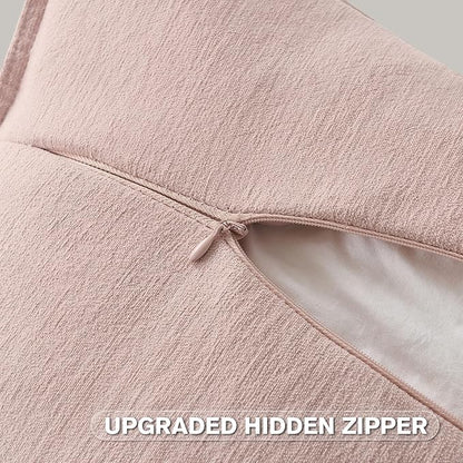 FUTEI Pink Chenille Throw Pillow Covers 26x26 Inch Set of 2,Edges Double-Stitched Euro Pillow Shams,Modern Home Decor for Couch Living Room