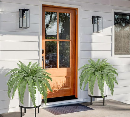 Artificial Fern Plants in Pot 34.6" Large Artificial Boston Fern 39 Leaves for Outdoors & Indoor Faux Potted Plant Fake Ferns Bush Plant for Patio Garden Farmhouse Porch Home Decor Dusty Green