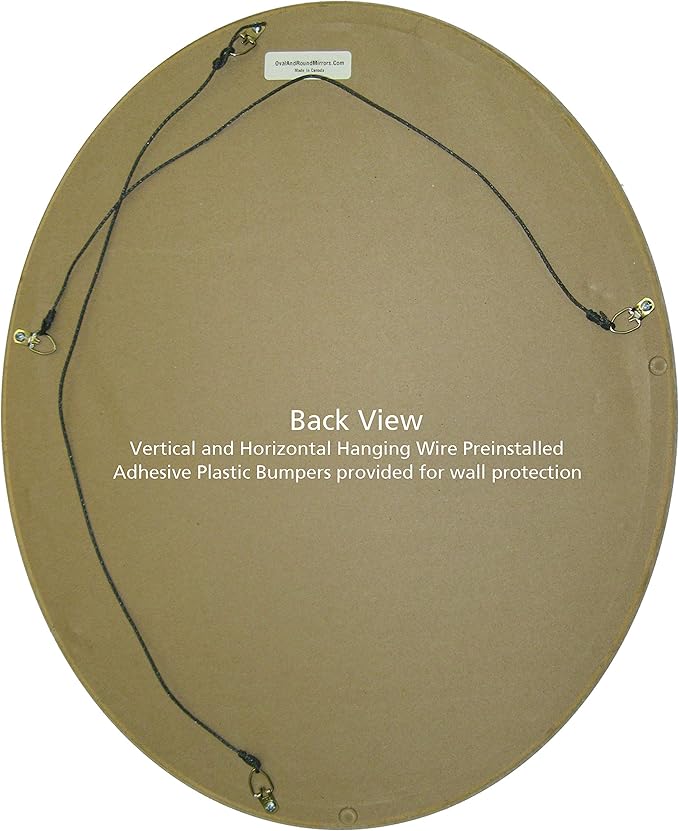 OVALCREST Oval Beveled Wall Mirror for Home Decor - Florence Style - Silver Leaf with Brown Antique - 32" x 26"