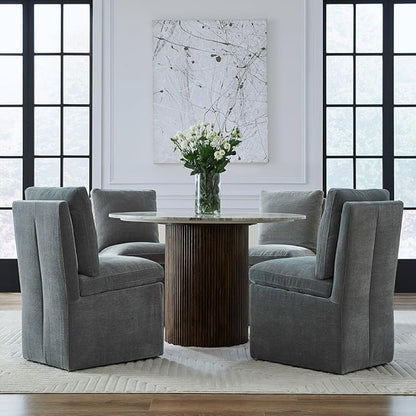 Liberty Furniture Accent Dining Chair with Castors - Squared Back - Sapphire Upholstry