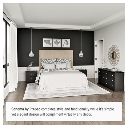 Prepac Sonoma Superior 5-Drawer Dresser for Bedroom - Spacious and Stylish Chest of Drawers, Measuring 17.75"D x 31.5"W x 44.75"H, In Black Finish