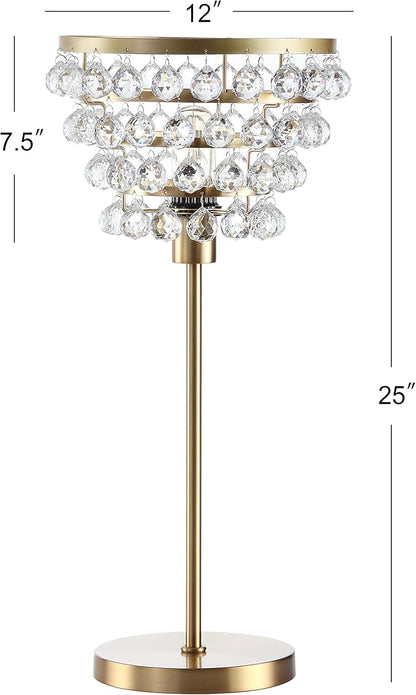 JONATHAN Y JYL9004B Buckingham 25" Crystal/Metal Table Lamp Modern Contemporary Bedside Desk Nightstand Lamp for Bedroom Living Room Office College Bookcase, Brass Gold