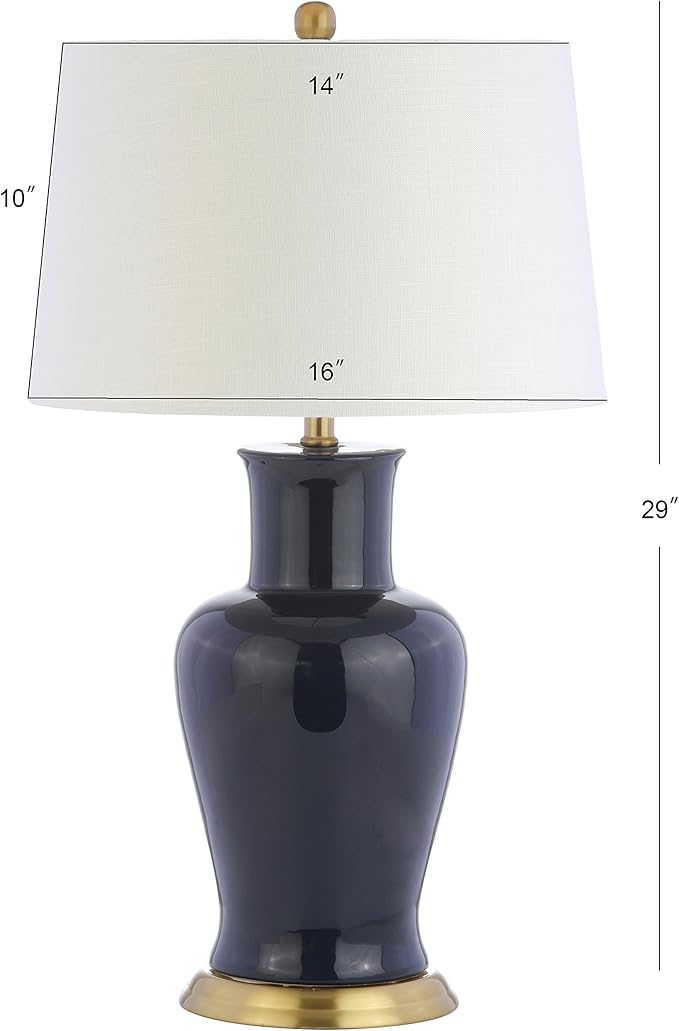 JONATHAN Y JYL4026B Julian 29" Ceramic LED Table Lamp Traditional Transitional Bedside Desk Nightstand Lamp for Bedroom Living Room Office College Bookcase LED Bulb Included, Navy