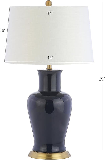 JONATHAN Y JYL4026B Julian 29" Ceramic LED Table Lamp Traditional Transitional Bedside Desk Nightstand Lamp for Bedroom Living Room Office College Bookcase LED Bulb Included, Navy