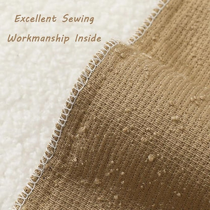 FUTEI Pack of 2 Khaki Decorative Throw Pillow Covers 20x20 Inch Soft Cozy Solid Boucle Textured Cushion Case,Modern Home Decor for Couch Bed Living Room